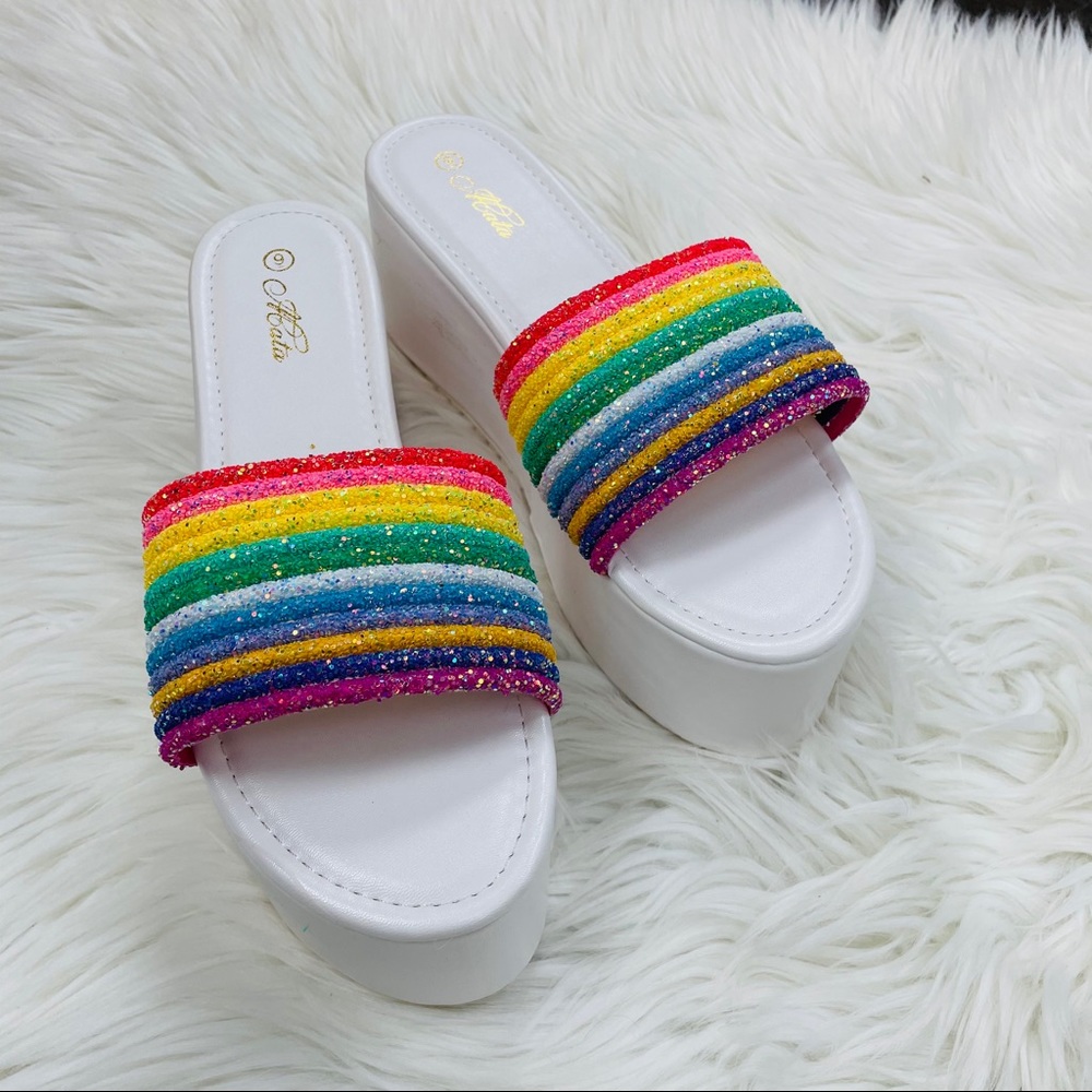 White rainbow platform sandals - Picture 9 of 9